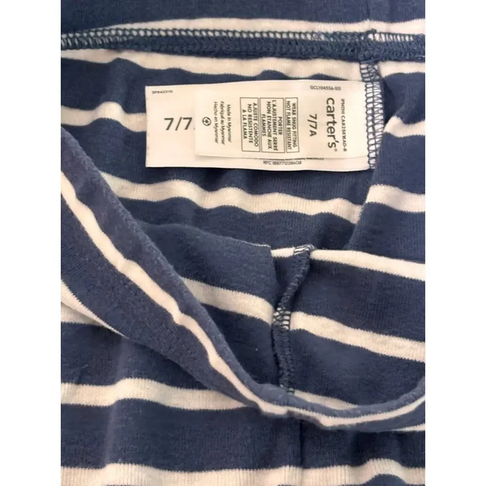 Carter's Boys Pizza Pajama set Snug Fit Long Sleeve Pants Gray/Blue 7 7A